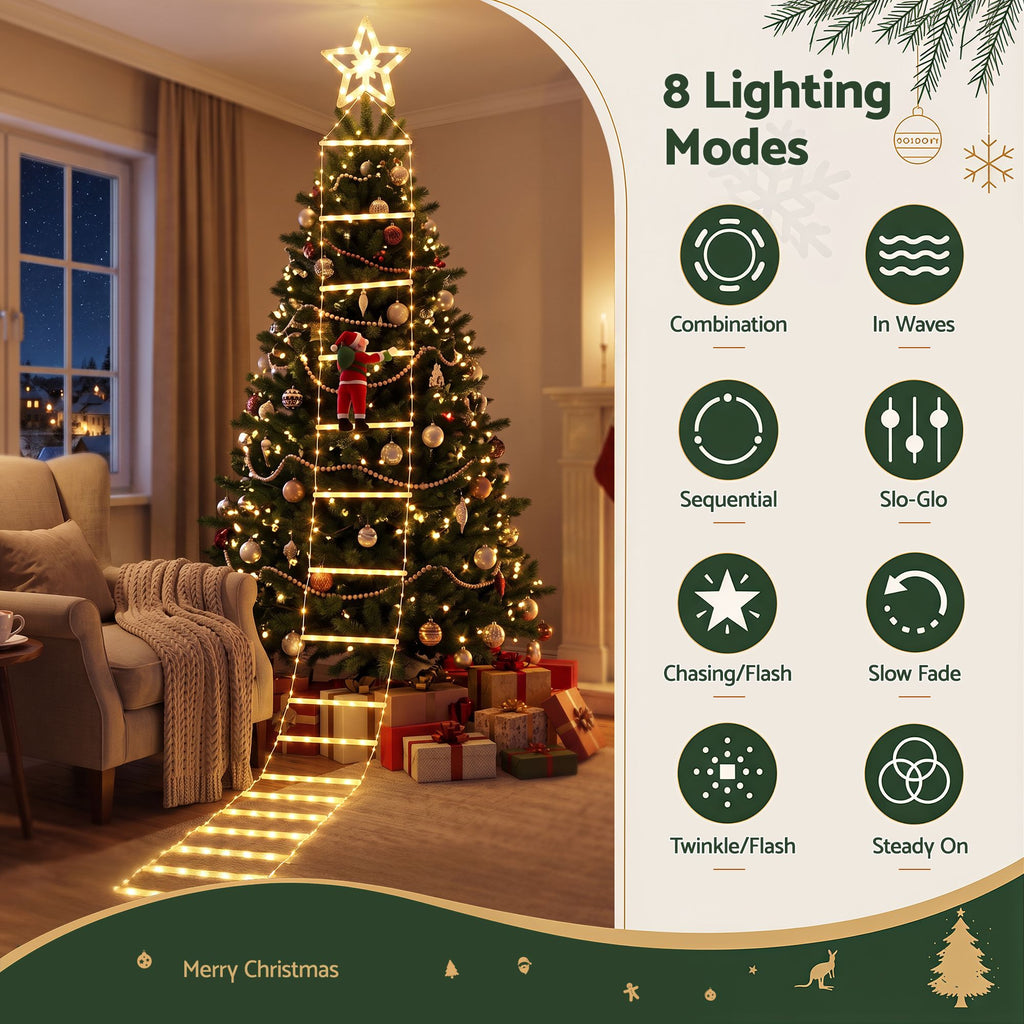 3.4m Santa Ladder Christmas Lights – 328 Warm White LEDs