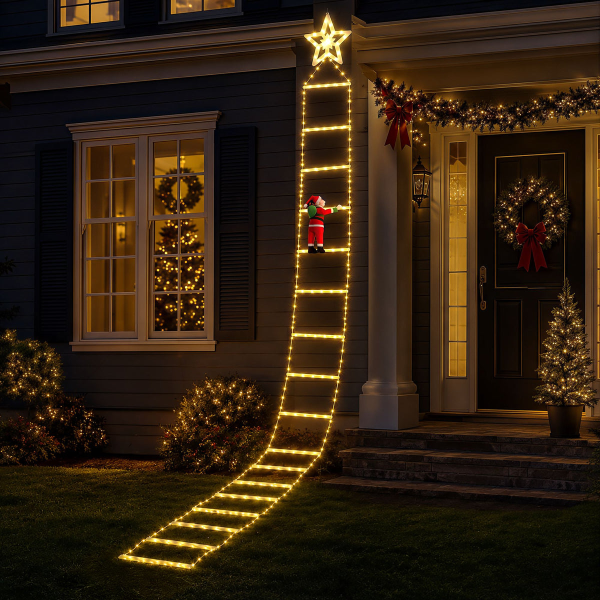 3.4m Santa Ladder Christmas Lights – 328 Warm White LEDs