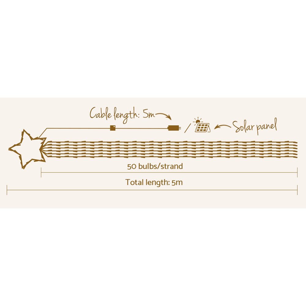 5m Solar Cascade Christmas Lights – 320 LED