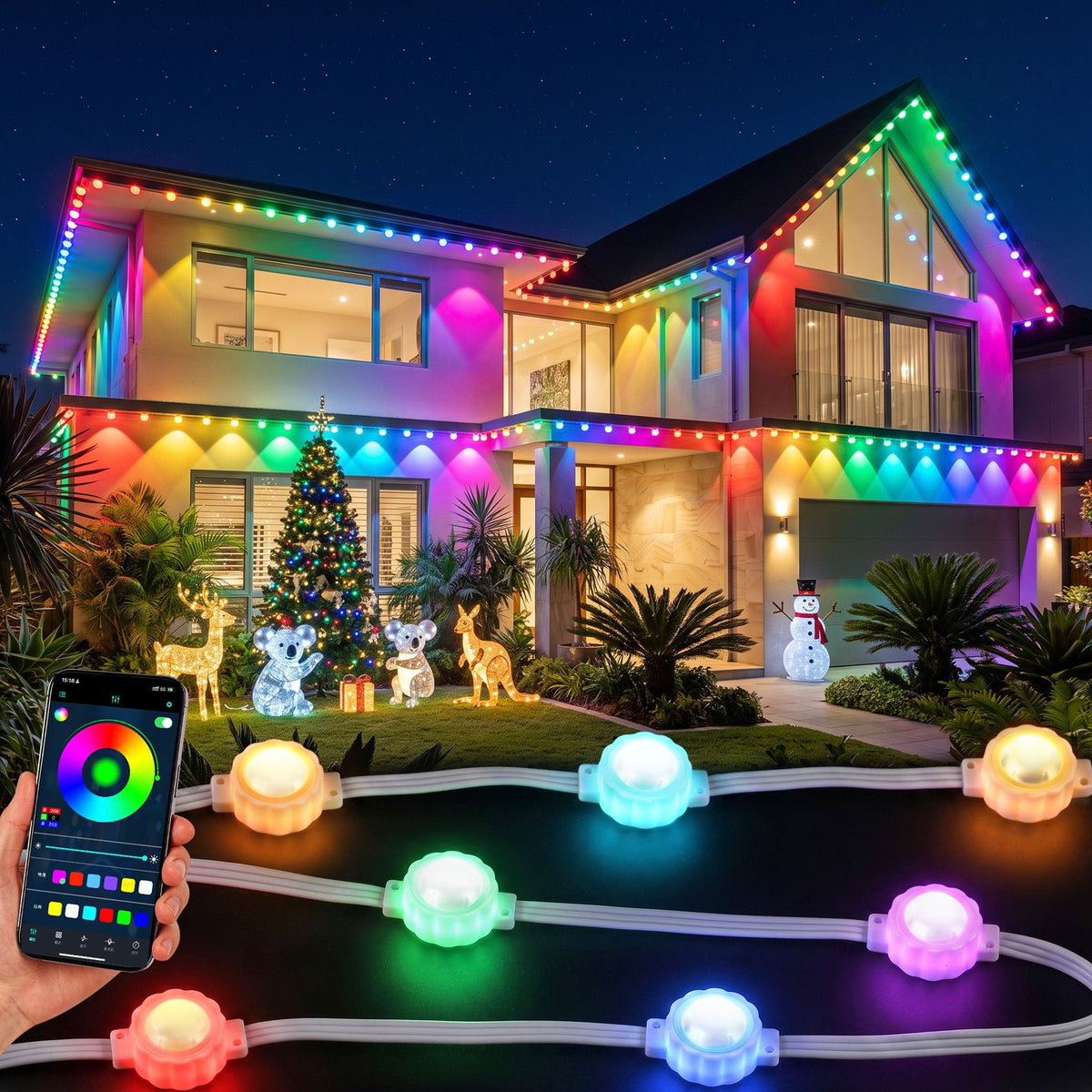 Smart Permanent Christmas Lights – 30m | 72 Multi-Colour LEDs