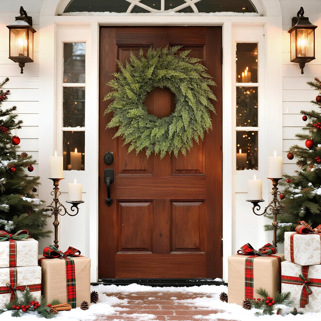 Real Touch Artificial Cedar Wreath Wall Hanging