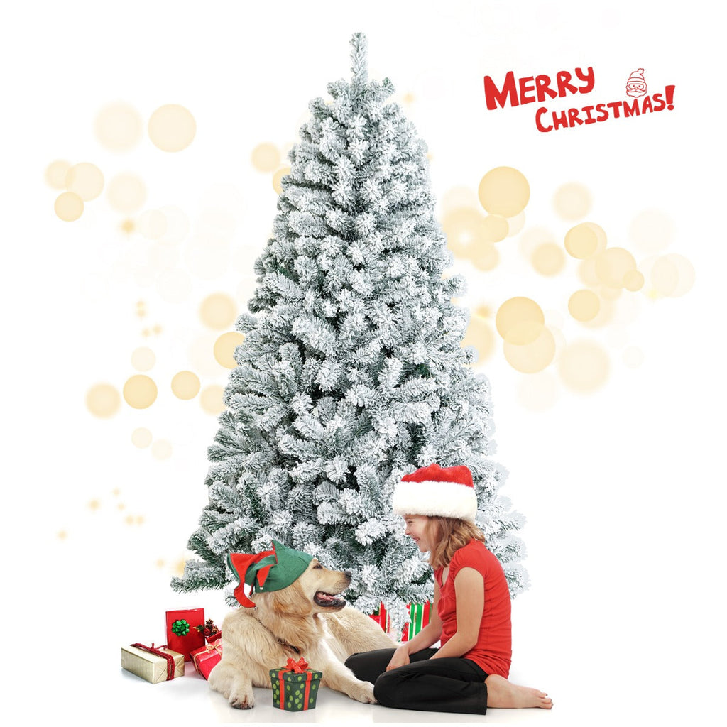 NNECW 1.8M White Artificial Holiday Christmas Tree with 600 PVC Tips for Christmas Decoration