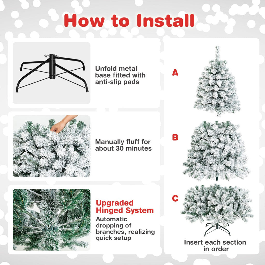 NNECW 1.8M White Artificial Holiday Christmas Tree with 600 PVC Tips for Christmas Decoration