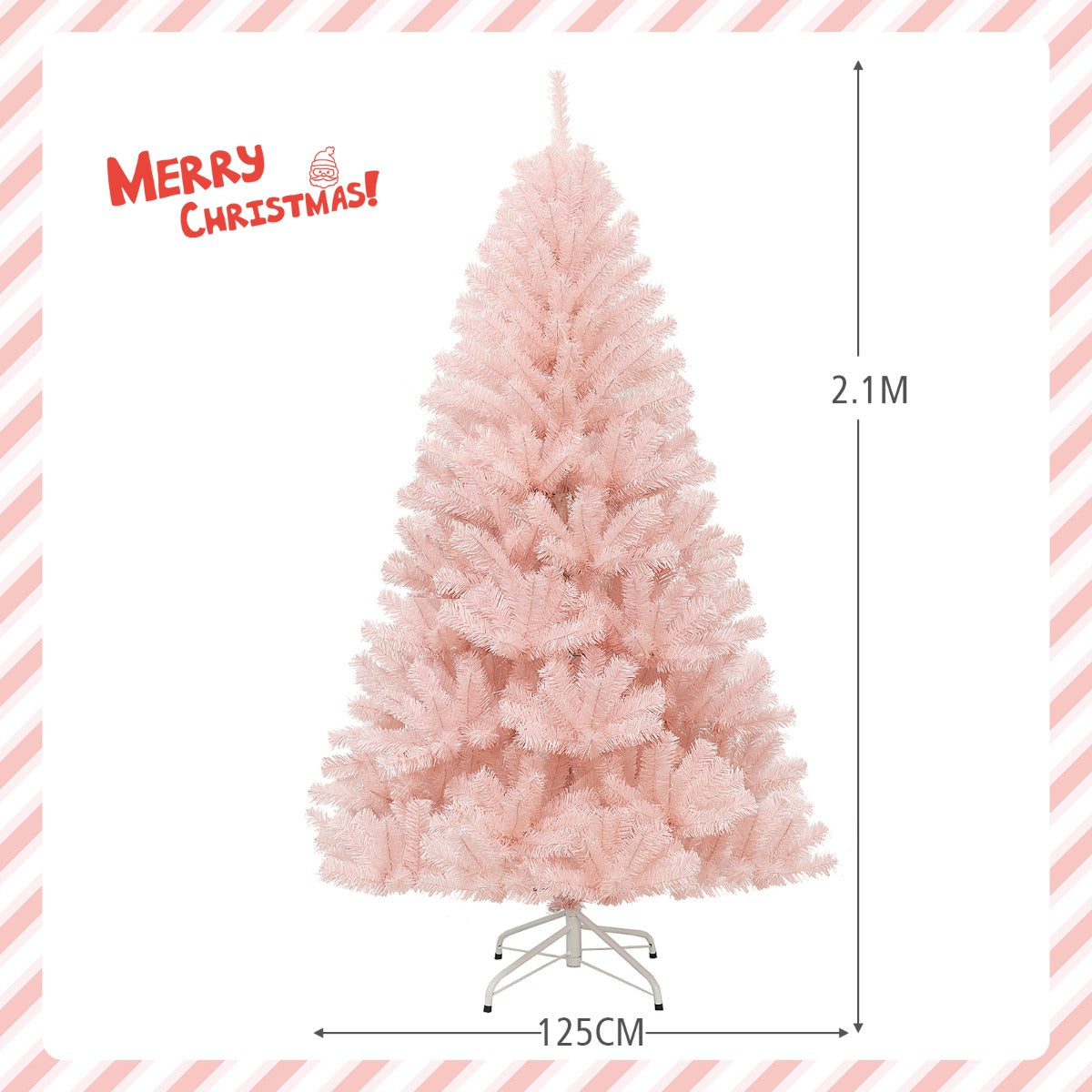 PINK AF 2.1m Pink Artificial Christmas Tree – Hinged & Sturdy Metal Stand