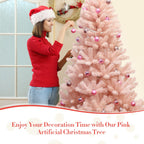 PINK AF 2.1m Pink Artificial Christmas Tree – Hinged & Sturdy Metal Stand