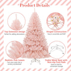 PINK AF 2.1m Pink Artificial Christmas Tree – Hinged & Sturdy Metal Stand