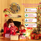 NNECW 1.8 M Artificial Christmas Tree with Metal Stand and 61CM Flocked Christmas Wreath for Festivals