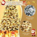 NNECW 1.8 M Artificial Christmas Tree with Metal Stand and 61CM Flocked Christmas Wreath for Festivals