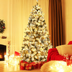 NNECW 1.8 M Artificial Christmas Tree with Metal Stand and 61CM Flocked Christmas Wreath for Festivals