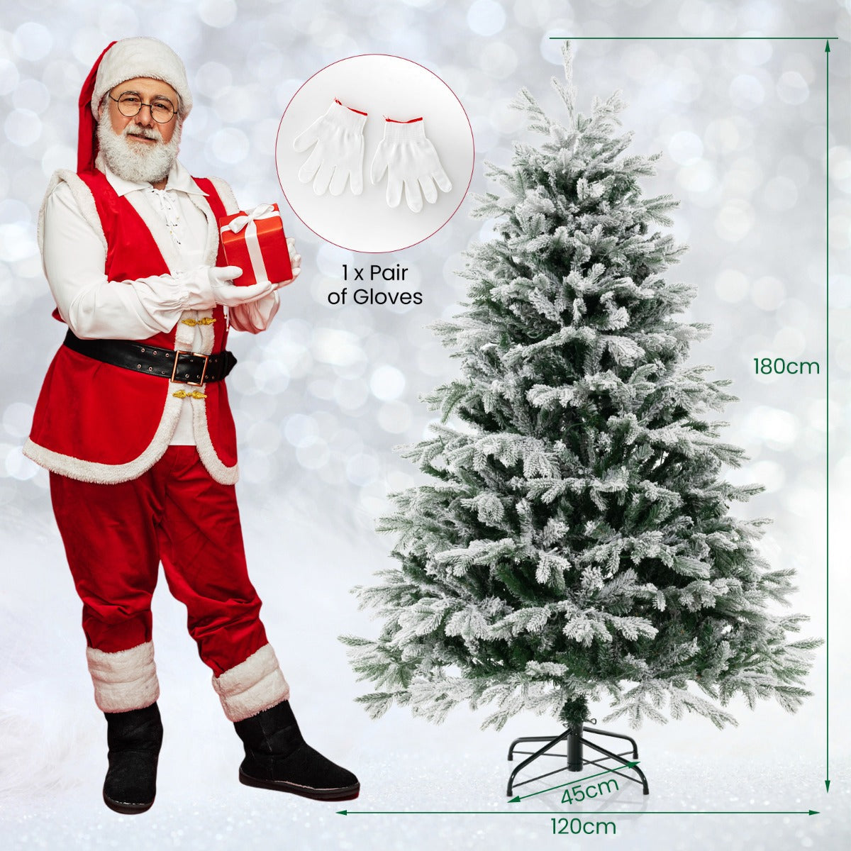 NNECW 1.8M Artificial Christmas Xmas Tree with 1022 PE PVC Branch Tips for Home/Office
