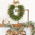 NNETM Norfolk Pine Christmas Wreath with Bells and Ribbon