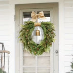 NNETM Norfolk Pine Christmas Wreath with Bells and Ribbon