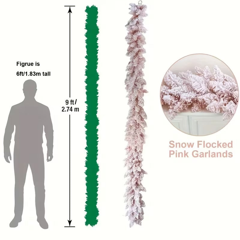 Pink Christmas Garland Pine Cedar